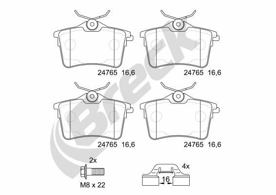 Bremsbelagsatz, Scheibenbremse BRECK 24765 00 704 00