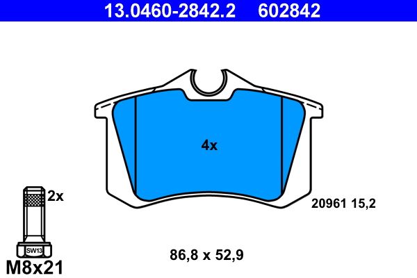 Bremsbelagsatz, Scheibenbremse ATE 13.0460-2842.2