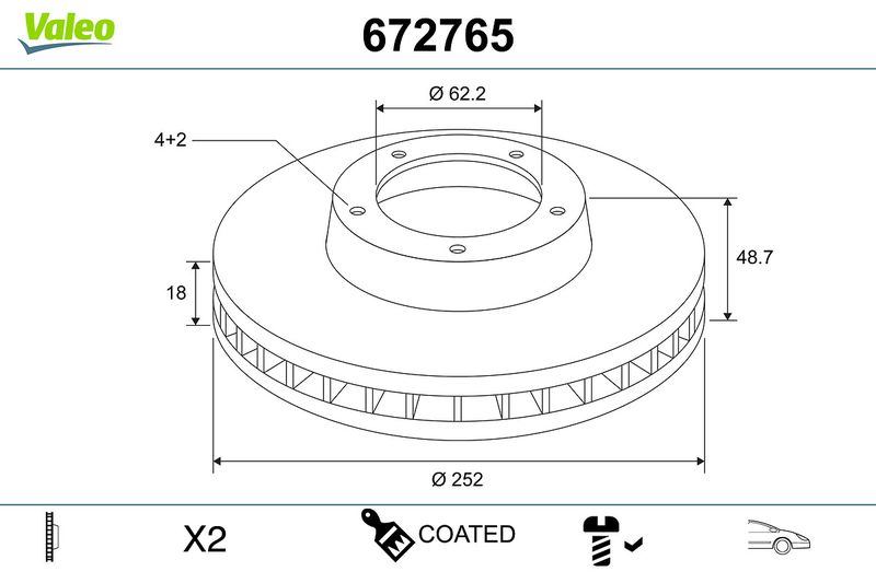 Bremsscheibe VALEO 672765