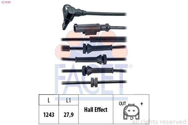 Sensor, Raddrehzahl FACET 21.0184