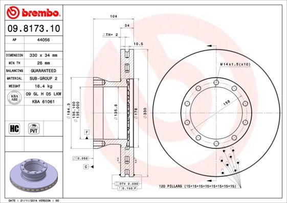 Bremsscheibe BREMBO 09.8173.10