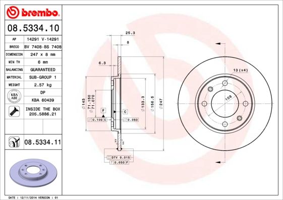 Bremsscheibe BREMBO 08.5334.10