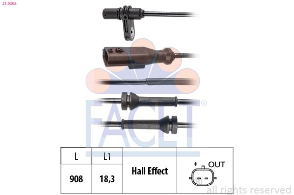 Sensor, Raddrehzahl FACET 21.0258