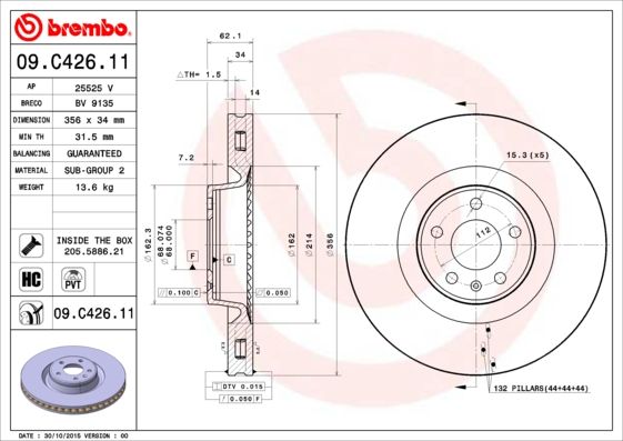 Bremsscheibe BREMBO 09.C426.11