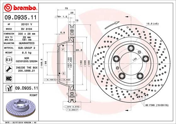 Bremsscheibe BREMBO 09.D935.11