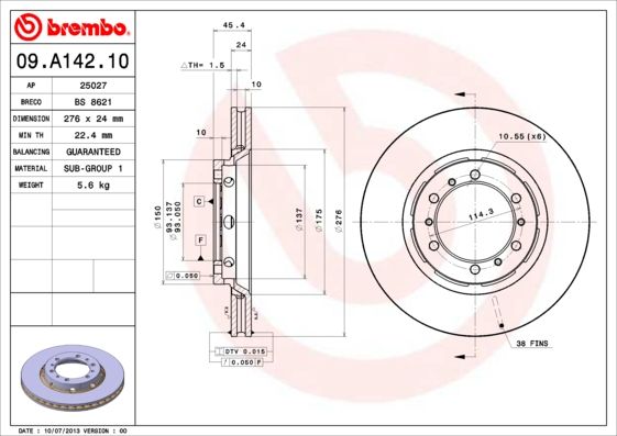 Bremsscheibe BREMBO 09.A142.10