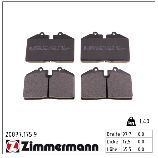 Bremsbelagsatz, Scheibenbremse ZIMMERMANN 20877.175.9