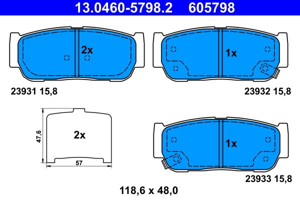 Bremsbelagsatz, Scheibenbremse ATE 13.0460-5798.2