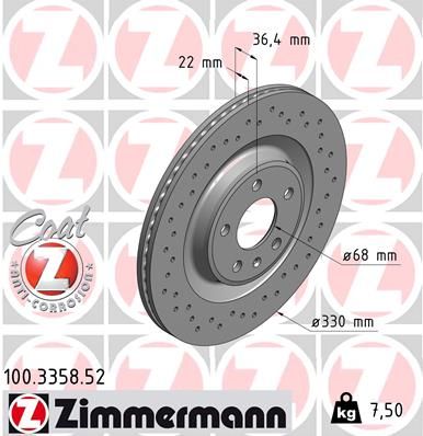 Bremsscheibe ZIMMERMANN 100.3358.52