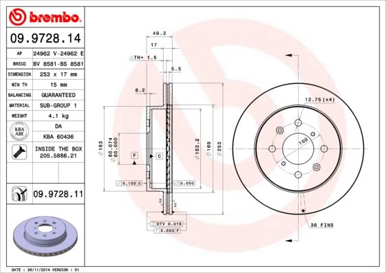 Bremsscheibe BREMBO 09.9728.11