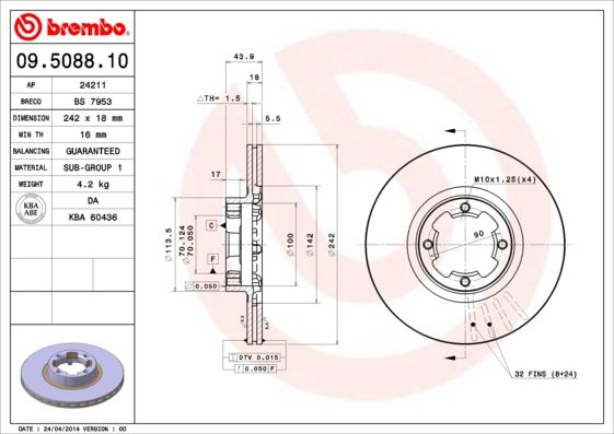 Bremsscheibe BREMBO 09.5088.10