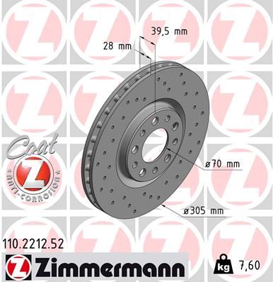 Bremsscheibe ZIMMERMANN 110.2212.52