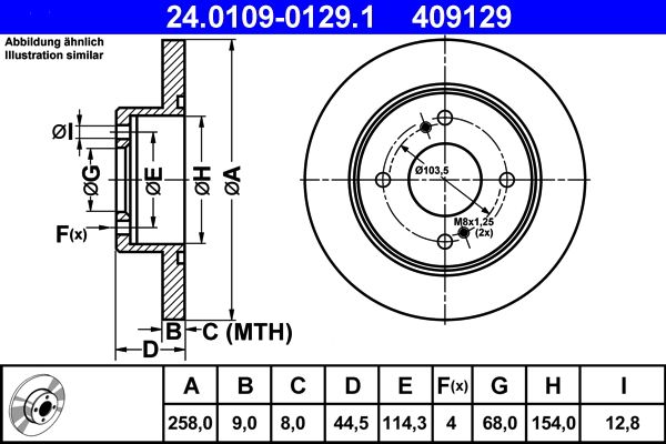 Bremsscheibe ATE 24.0109-0129.1