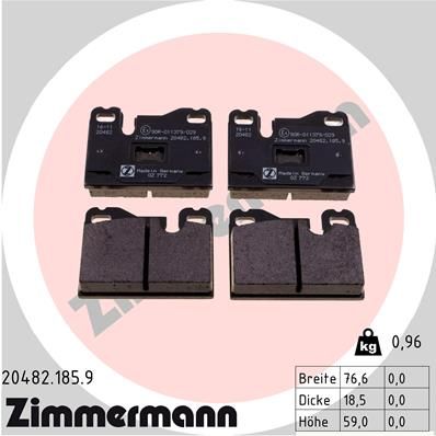 Bremsbelagsatz, Scheibenbremse ZIMMERMANN 20482.185.9