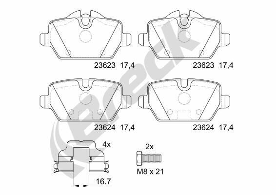 Bremsbelagsatz, Scheibenbremse BRECK 23623 00 704 00