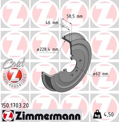 Bremstrommel ZIMMERMANN 150.1703.20