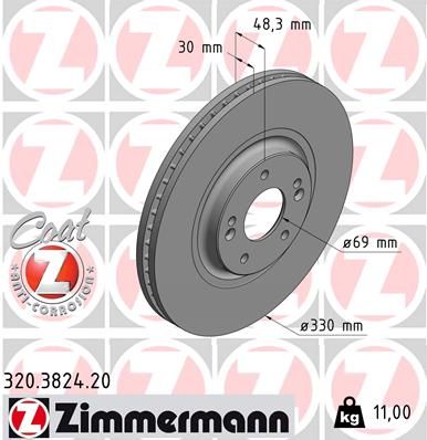 Bremsscheibe ZIMMERMANN 320.3824.20