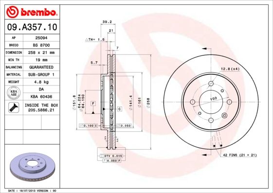 Bremsscheibe BREMBO 09.A357.10