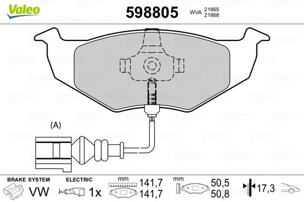 Bremsbelagsatz, Scheibenbremse VALEO 598805