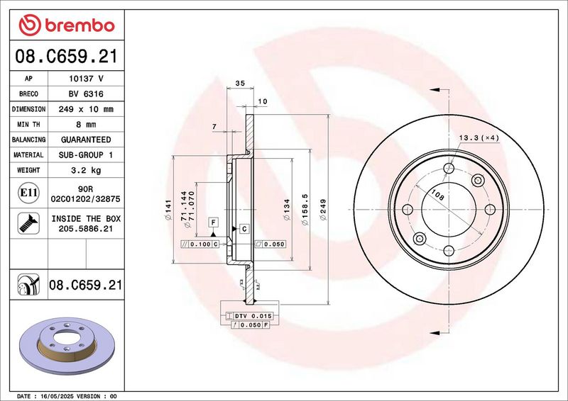 Bremsscheibe BREMBO 08.C659.21