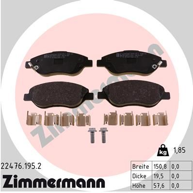 Bremsbelagsatz Bremsbeläge ZIMMERMANN 22476.195.2