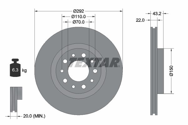 Bremsscheibe TEXTAR 92145303