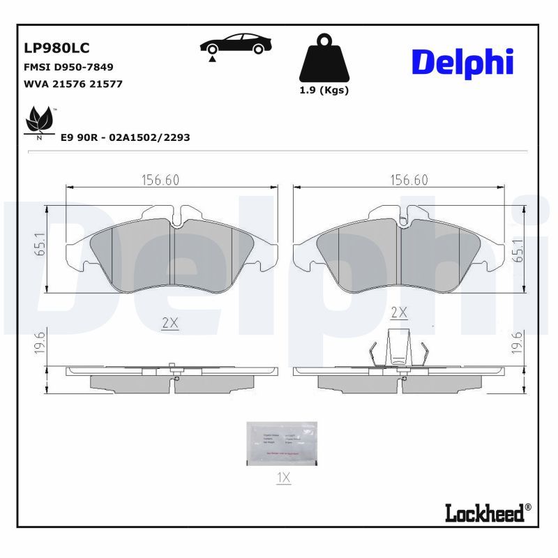 Bremsbelagsatz, Scheibenbremse DELPHI LP980LC