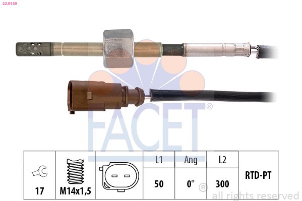 Sensor, Abgastemperatur FACET 22.0149