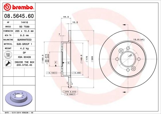 Bremsscheibe BREMBO 08.5645.60