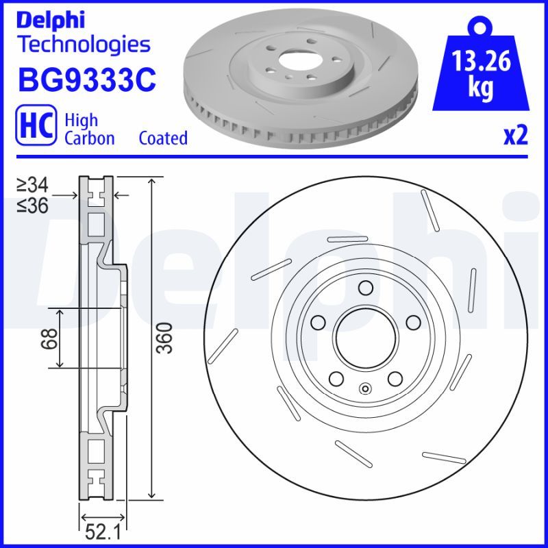 Bremsscheibe DELPHI BG9333C