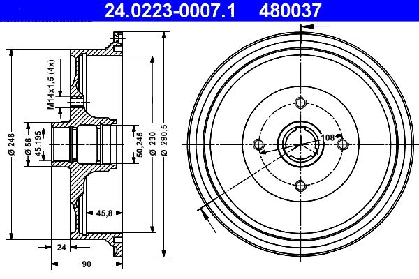 Bremstrommel ATE 24.0223-0007.1