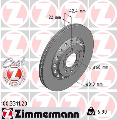 Bremsscheibe ZIMMERMANN 100.3311.20