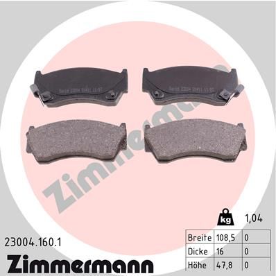 Bremsbelagsatz, Scheibenbremse ZIMMERMANN 23004.160.1