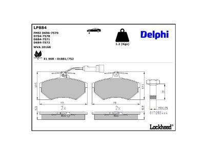 Bremsbelagsatz, Scheibenbremse DELPHI LP884