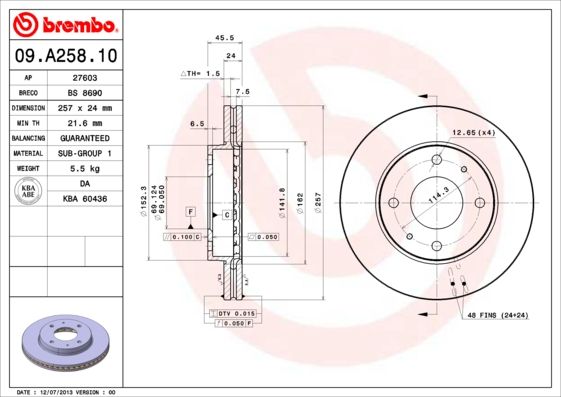 Bremsscheibe BREMBO 09.a258.10