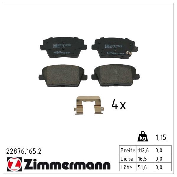 Bremsbelagsatz, Scheibenbremse ZIMMERMANN 22876.165.2