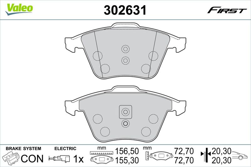 Bremsbelagsatz, Scheibenbremse VALEO 302631