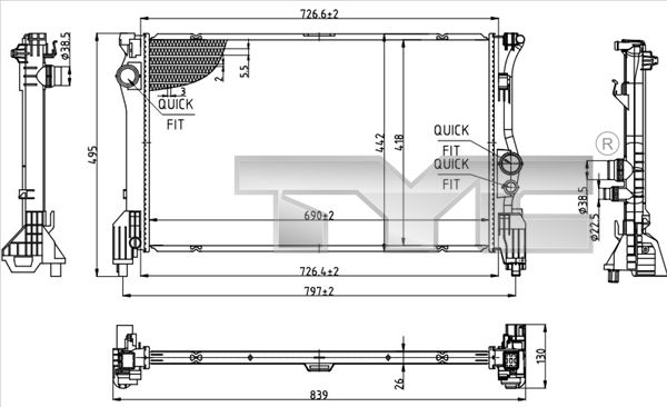 Kühler, Motorkühlung TYC 721-0023