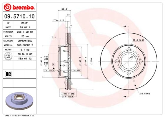 Bremsscheibe BREMBO 09.5710.10