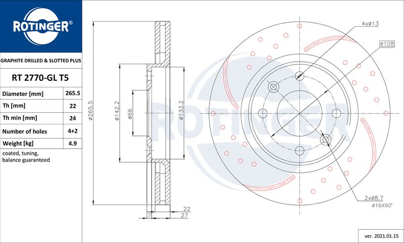 Bremsscheibe ROTINGER rt 2770-gl t5