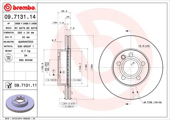 Bremsscheibe BREMBO 09.7131.11