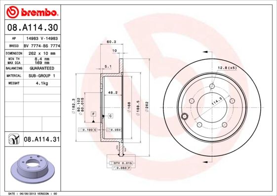 Bremsscheibe BREMBO 08.A114.31