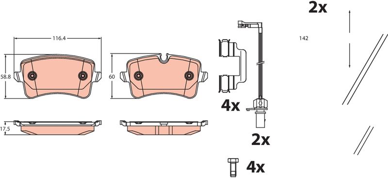 Bremsbelagsatz Bremsbeläge TRW GDB2464