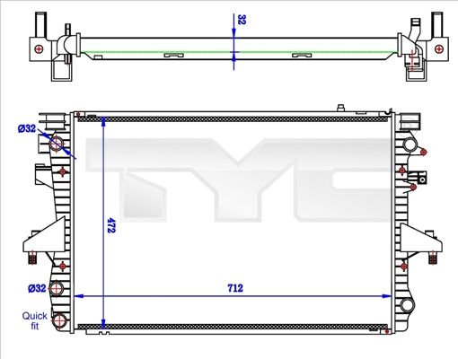 Kühler, Motorkühlung TYC 737-0061-R