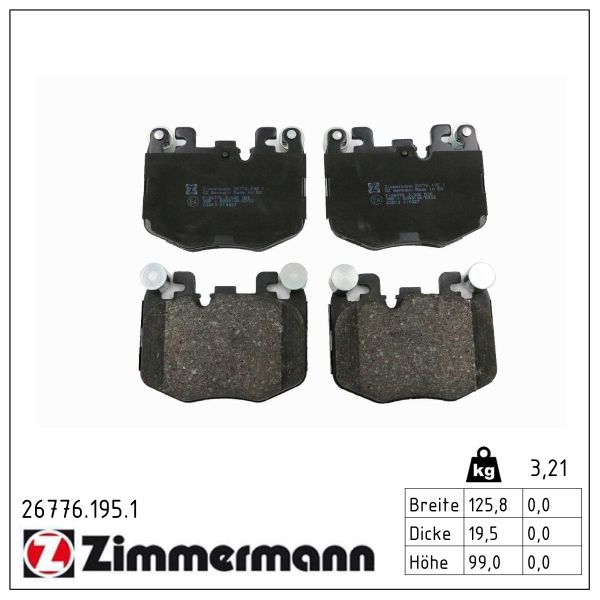 Bremsbelagsatz, Scheibenbremse ZIMMERMANN 26776.195.1