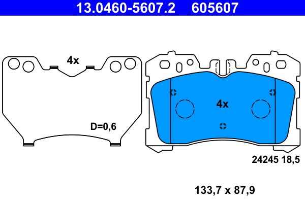 Bremsbelagsatz, Scheibenbremse ATE 13.0460-5607.2