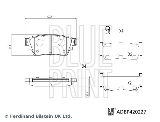 Bremsbelagsatz, Scheibenbremse BLUE PRINT ADBP420227