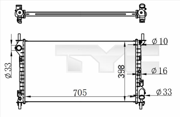 Kühler, Motorkühlung TYC 710-0068-r
