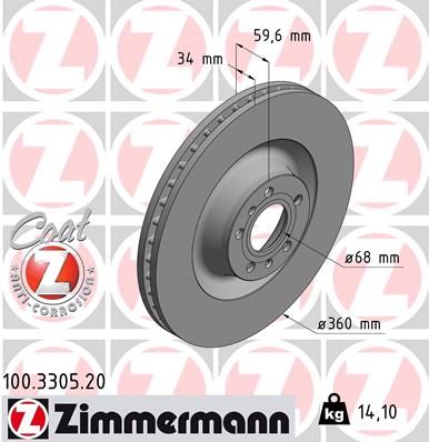 Bremsscheibe ZIMMERMANN 100.3305.20