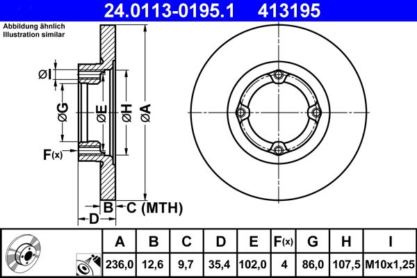 Bremsscheibe ATE 24.0113-0195.1